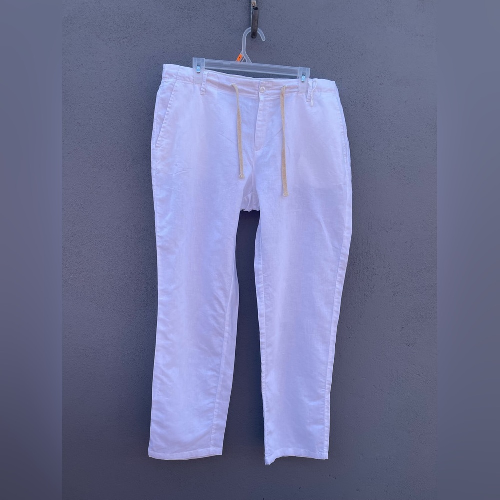 White Linen Drawstring Pants